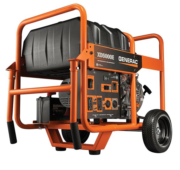 Generac G0068640 Portable Generator, 120/240 V, 12 gal Tank, 32.4 hr Run Time, Electric, Recoil Start