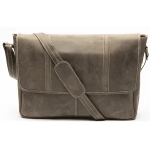 Men’s brown leather laptop messenger bag