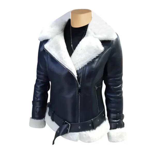 Jayne’s Sheepskin Black and White Biker Shearling Jacket
