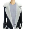 Jayne’s Sheepskin Black and White Biker Shearling Jacket - Image 2