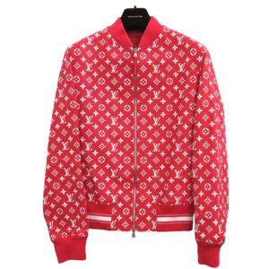 LOUIS VUITTON Supreme Monogram Leather Baseball Jacket Riders Red