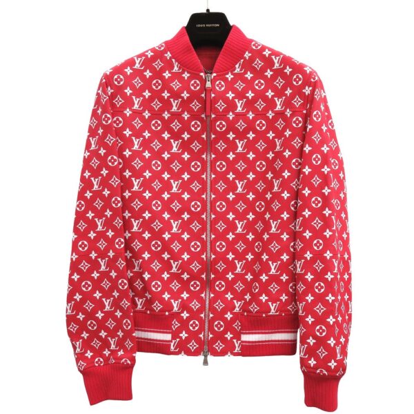 LOUIS VUITTON Supreme Monogram Leather Baseball Jacket Riders Red